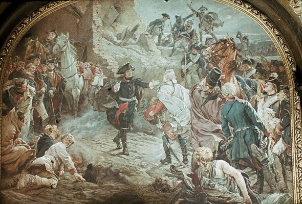 Friedrich der Groe begrt Ziethen nach der Schlacht von Torgau 1760 (entstanden 1882)